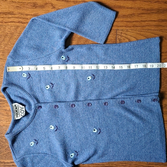 2/$25 Pretty 3/4 length sleeve sweater with embroidered flowers. Blue size S - Picture 3 of 6